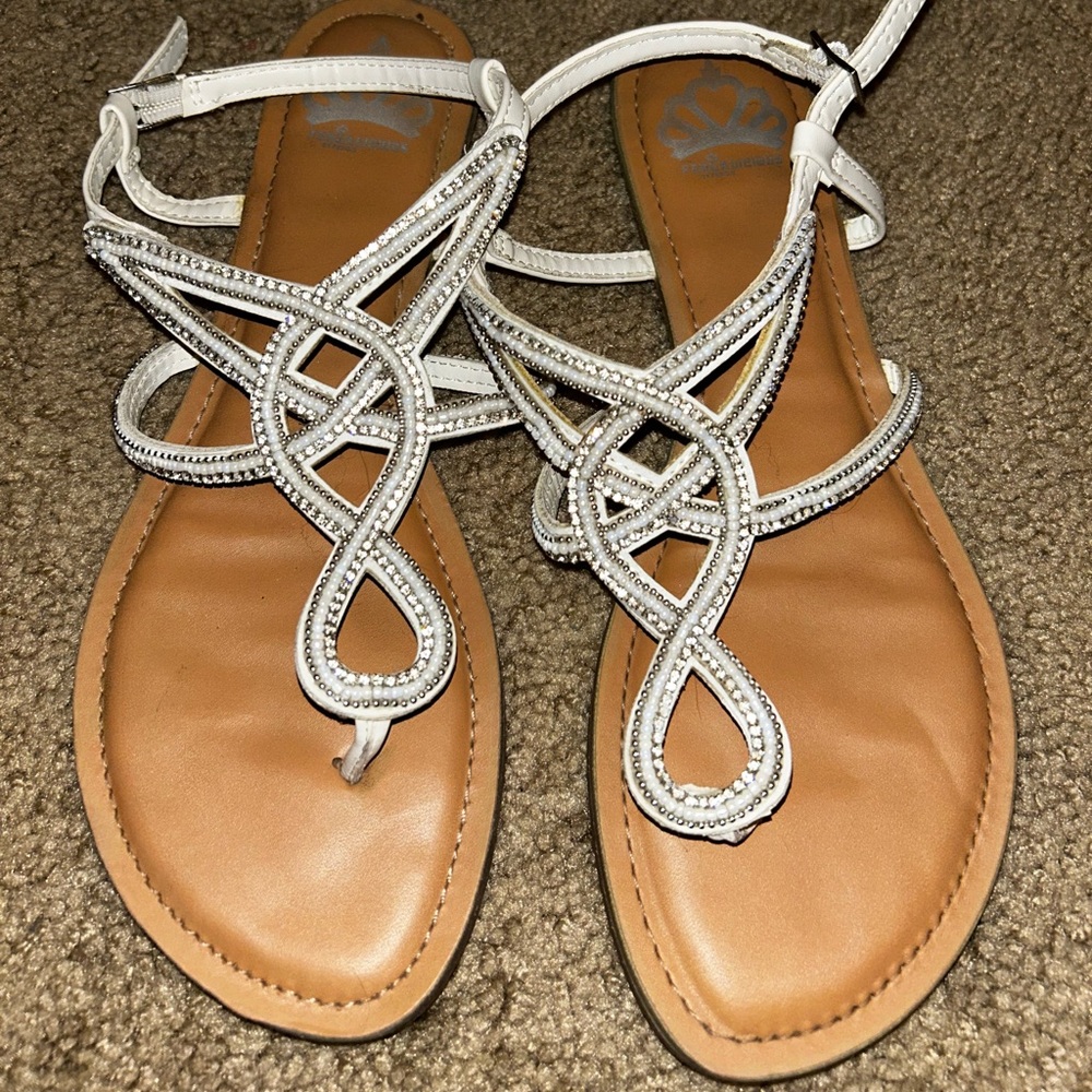 Fergalicious White Jeweled Sandals